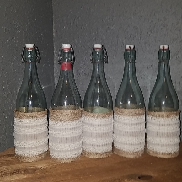 Burlap and lace wrapped bottle - Picture 2 of 2